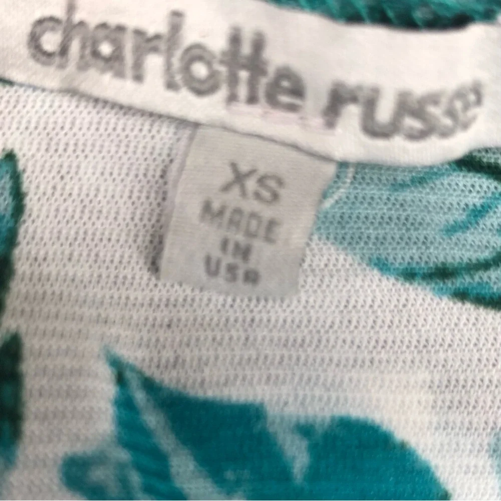 Swimsuit Cover-up Tropical Leaf Print Teal Tie-Front Size XS